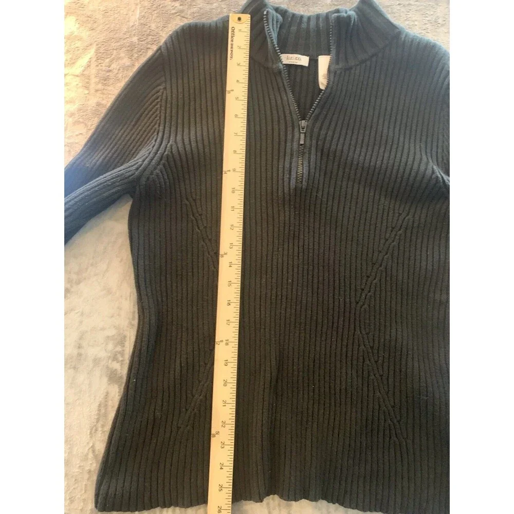 Liz & Co Woman  1X Black 1/4‎ Zip Pullover Ne Neck Sweater Large Heritage